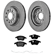 2014 Volkswagen Jetta - 2-Wheel Set Front Brake Disc and Pad Kit, Natural Finish, Plain Surface, 5 Lugs, 279.91 mm, Organic, Sedan, 280mm Front Disc, 1.4L 4Cyl, Includes (2) Disc and (1) Pad Set