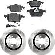 2-Wheel Set Front Brake Disc and Pad Kit, Plain Surface 5 Lugs 279.65 mm Organic Pro-Line Series, Includes (1) Brake Pad Set and (2) Brake Disc