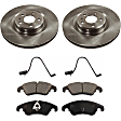2-Wheel Set Front Brake Disc and Pad Kit, Plain Surface 5 Lugs 344.68 mm Organic Pro-Line Series, Includes (2) Brake Disc and (1) Brake Pad Set