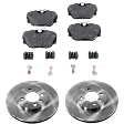 2-Wheel Set Front Brake Disc and Pad Kit, Plain Surface 4 Lugs 260 mm Organic Pro-Line Series, Includes (2) Brake Disc and (1) Brake Pad Set
