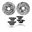 2-Wheel Set Brake Disc and Pad Kit, Plain Surface 5 Lugs 344.68 mm Organic Pro-Line Series, Includes (2) Brake Disc and (1) Brake Pad Set