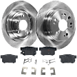 2-Wheel Set Rear Brake Disc and Pad Kit, Plain Surface 5 Lugs 281.69 mm Ceramic Pro-Line Series, Includes (2) Disc and (1) Pad Set