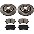 2-Wheel Set Rear Brake Disc and Pad Kit, Plain Surface 5 Lugs 329.95 mm Organic Pro-Line Series, Includes (2) Brake Disc and (1) Brake Pad Set