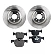 2-Wheel Set Rear Brake Disc and Pad Kit, Plain Surface 5 Lugs 330 mm Organic Pro-Line Series, Includes (2) Brake Disc and (1) Brake Pad Set