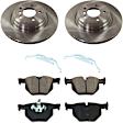 2-Wheel Set Rear Brake Disc and Pad Kit, Plain Surface 5 Lugs 336.04 mm Organic Pro-Line Series, Includes (2) Brake Disc and (1) Brake Pad Set