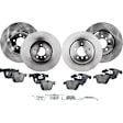 4-Wheel Set Front and Rear Brake Disc and Pad Kit, Plain Surface 5 Lugs Front-347.98 mm/Rear-344.93 mm Organic Pro-Line Series, Includes (4) Brake Disc and (2) Brake Pad Set