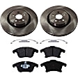 2-Wheel Set Front Brake Disc and Pad Kit, Plain Surface 5 Lugs 344.93 mm Ceramic Pro-Line Series, Includes (1) Brake Pad Set and (2) Brake Disc