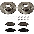 2-Wheel Set Front Brake Disc and Pad Kit, Plain Surface 4 Lugs 262 mm Ceramic Pro-Line Series, Includes (2) Brake Disc and (1) Brake Pad Set