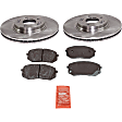 2019 Hyundai Veloster - 2-Wheel Set Front Brake Disc and Pad Kit, Plain Surface, 5 Lugs, 305.05 mm, Ceramic, 305mm  Disc, 1.6L 4Cyl, Pro-Line Series  Includes (2) Disc and (1) Pad Set