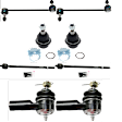 8-Piece Kit Front, Driver and Passenger Side, Lower Ball Joint, includes (2)Ball Joint,(2)Sway Bar Link and (4)Tie Rod End