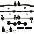 12-Piece Kit Front Suspension Kit, Includes (2) Ball Joint, (2) Steering Rack Boot, (4) Sway Bar Link, and (4) Tie Rod End