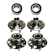 4-Wheel Set Front and Rear, Driver and Passenger Side Wheel Hub, 5 Lugs, includes (2) Wheel Bearing and (4) Wheel Hub