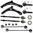 10-Piece Kit Front, Driver and Passenger Side Suspension Kit, Includes (2) Control Arm, (2) Sway Bar Link, (4) Tie Rod End, and (2) Wheel Bearing