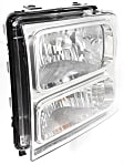2005 Ford Excursion - 3-Piece Kit Driver and Passenger Side Halogen Headlight, With bulb(s), OE Replacement,  Includes (1) Header Panel and (2) Headlight