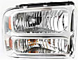 2005 Ford Excursion - 3-Piece Kit Driver and Passenger Side Halogen Headlight, With bulb(s), OE Replacement,  Includes (1) Header Panel and (2) Headlight