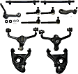 12-Piece Kit Front, Driver and Passenger Side, Upper and Lower Control Arm Kit, Includes (4) Control Arm, (1) Idler Arm, (1) Pitman Arm, (4) Tie Rod End and (2) Tie Rod Adjusting Sleeve