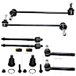 2005-2007 Nissan Murano - 8-Piece Kit Front, Driver and Passenger Side Suspension Kit, Includes (2) Ball Joint, (2) Sway Bar Link, and (4) Tie Rod End