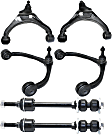 6-Piece Kit Front, Driver and Passenger Side, Upper and Lower Control Arm Kit, Includes (4) Control Arm and (2) Sway Bar Link
