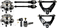 2-Wheel Set Front Wheel Hub, 6 Lugs, With Bearing, 4WD, Includes (2) Control Arm, (4) Tie Rod End and (2) Wheel Hub