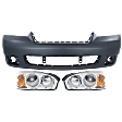 3-Piece Kit, Front, Lower Primed Bumper Cover, Includes (1) Bumper Cover and (2) Headlight