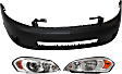 3-Piece Kit, Front Primed Bumper Cover, Includes (1) Bumper Cover and (2) Headlight