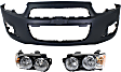 3-Piece Kit Driver and Passenger Side Halogen Headlight, With bulb(s), OE Replacement, Includes (2) Headlight and (1) Bumper Cover