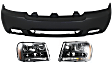 3-Piece Kit, Front Primed Bumper Cover, Includes (1) Bumper Cover and (2) Headlight