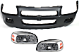 3-Piece Kit Driver and Passenger Side Halogen Headlight, With bulb(s), OE Replacement, Includes (1) Bumper Cover and (2) Headlight