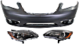 2011-2014 Chrysler 200 - 3-Piece Kit Driver and Passenger Side Halogen Headlight, With bulb(s), OE Replacement, Includes (1) Bumper Cover and (2) Headlight