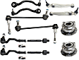 10-Piece Kit Front, Driver and Passenger Side, Lower, Frontward and Rearward Control Arm Kit, Includes (4) Control Arm, (2) Sway Bar Link, (4) Tie Rod Assembly, and (2) Wheel Hub