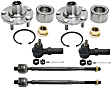 2-Wheel Set Front, Driver and Passenger Side Wheel Hub, 5 Lugs, With Bearing, Includes (4) Tie Rod End and (2) Wheel Hub