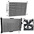 2005-2007 Pontiac Wave5 - 3-Piece Kit A/C Condenser, 1.6L, 4Cyl, Includes (1) A/C Condenser, (1) Cooling Fan Assembly and (1) Radiator