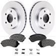 2-Wheel Set Front Brake Disc and Pad Kit, Plain Surface 5 Lugs Ceramic FWD Pro-Line Series, Includes (2) Brake Disc and (1) Brake Pad Set