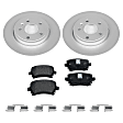 2-Wheel Set Rear Brake Disc and Pad Kit, Plain Surface 5 Lugs Semi-metallic Pro-Line Series, Includes (2) Brake Disc and (1) Brake Pad Set