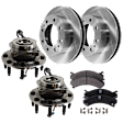 2-Wheel Set Front Wheel Hub, 8 Lugs, With Bearing, With Sensor, Includes (1) Brake Pad Set, (2) Brake Disc and (2) Wheel Hub