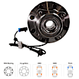 2-Wheel Set Front Wheel Hub, 8 Lugs, With Bearing, With Sensor, Includes (1) Brake Pad Set, (2) Brake Disc and (2) Wheel Hub
