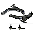 4-Piece Kit Front, Driver and Passenger Side, Lower Control Arms, Includes (2) Control Arm and (2) Tie Rod End