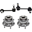 2-Wheel Set Rear, Driver and Passenger Side Wheel Hub, 5 Lugs, With Bearing, AWD, Includes (2) Sway Bar Link and (2) Wheel Hub