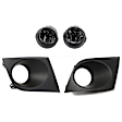 3-Piece Kit Front, Driver and Passenger Side Halogen Fog Light, With bulb(s), Includes (1) Fog Light and (2) Fog Light Trim