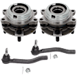 4-Piece Kit Front, Driver and Passenger Side Suspension Kit, Includes (2) Tie Rod End and (2) Wheel Hub