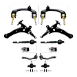 10-Piece Kit Front, Driver and Passenger Side, Upper and Lower, Inner and Outer Control Arm Includes (2) Ball Joint, (4) Control Arm, and (4) Tie Rod End