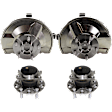 4-Piece Kit Front and Rear, Driver and Passenger Side Loaded Knuckle, With Backing Plate, With Bearing, Includes (2) Knuckle and (2) Wheel Hub
