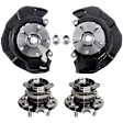 4-Piece Kit Front, Driver and Passenger Side Steering Knuckle, With Bearing, With Dust Shield, Includes (2) Knuckle and (2) Wheel Hub