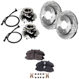 2-Wheel Set Front Wheel Hub, 5 Lugs, With Bearing, With Sensor, 4WD, Includes (2) Brake Disc, (1) Brake Pad Set, and (2) Wheel Hub