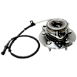 2-Wheel Set Front Wheel Hub, 5 Lugs, With Bearing, With Sensor, 4WD, Includes (2) Brake Disc, (1) Brake Pad Set, and (2) Wheel Hub