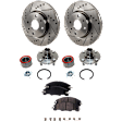2-Wheel Set Front Wheel Hub, 4 Lugs,, 2.0L, 4Cyl, Includes (1) Brake Pad Set, (2) Wheel Hub and (2) Brake Disc