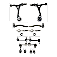 14-Piece Kit Front and Rear, Driver and Passenger Side, Inner and Outer, Upper and Lower Control Arms, Includes (4) Ball Joint, (2) Control Arm, (4) Sway Bar Link, and (4) Tie Rod End