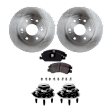 2-Wheel Set Front, Driver and Passenger Side Wheel Hub, 6 Lugs, With Bearing, With Sensor, RWD, Includes (2) Brake Disc, (1) Brake Pad Set, and (2) Wheel Hub