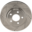 2-Wheel Set Front Brake Disc and Pad Kit, Cross-drilled and Slotted 5 Lugs FWD, includes (2) Brake Disc, (1) Brake Pad Set, and (2) Wheel Hub