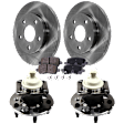 2-Wheel Set Rear, Driver and Passenger Side Wheel Hub, 5 Lugs, With Bearing, With Sensor, includes (2) Brake Disc, (1) Brake Pad Set, and (2) Wheel Hub